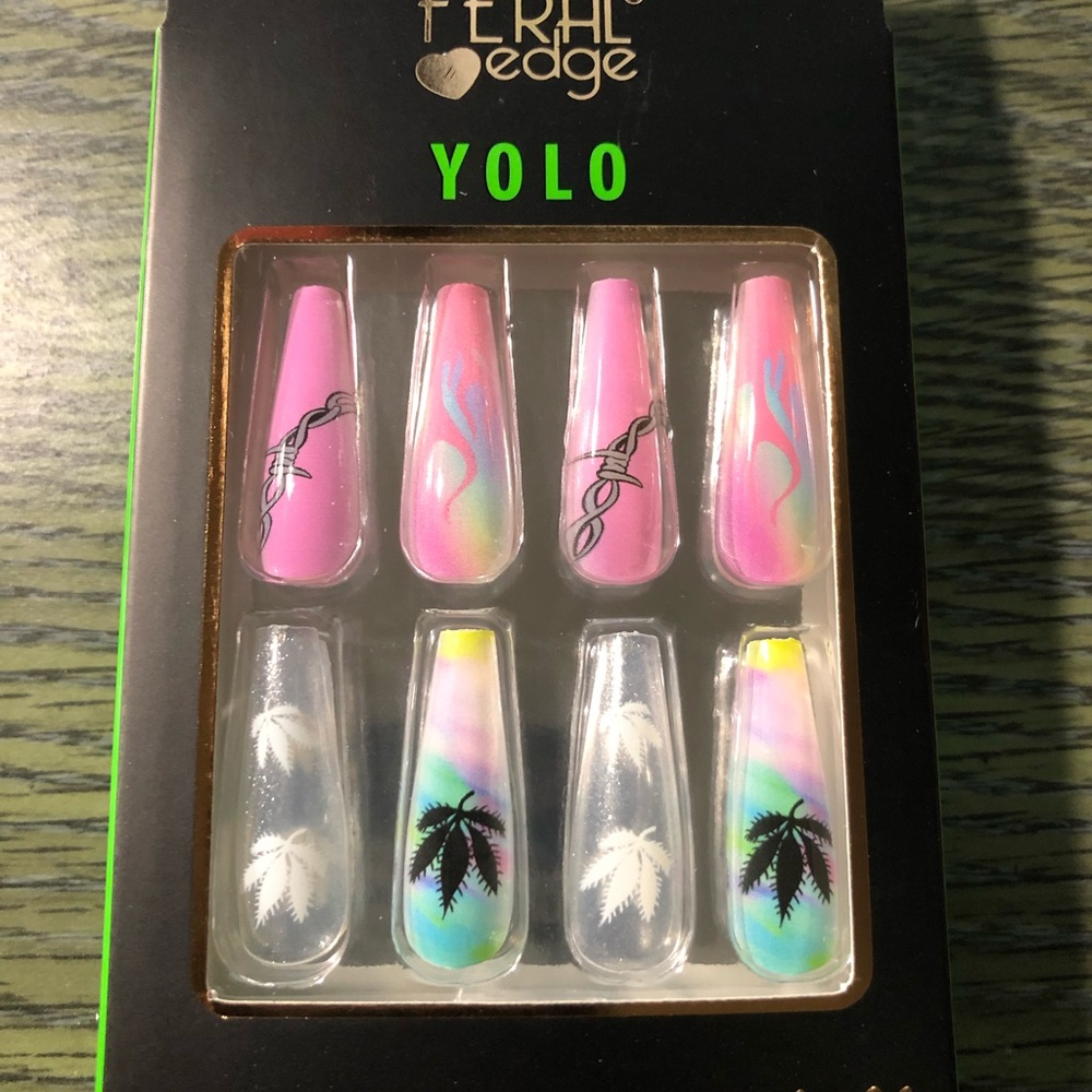 Feral Edge Press-on Glue-on Long Coffin Nails 24pcs